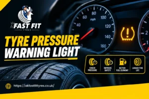 Dashboard tyre pressure warning light illuminated in a car checked at AK Fast Fit Tyres in Feltham